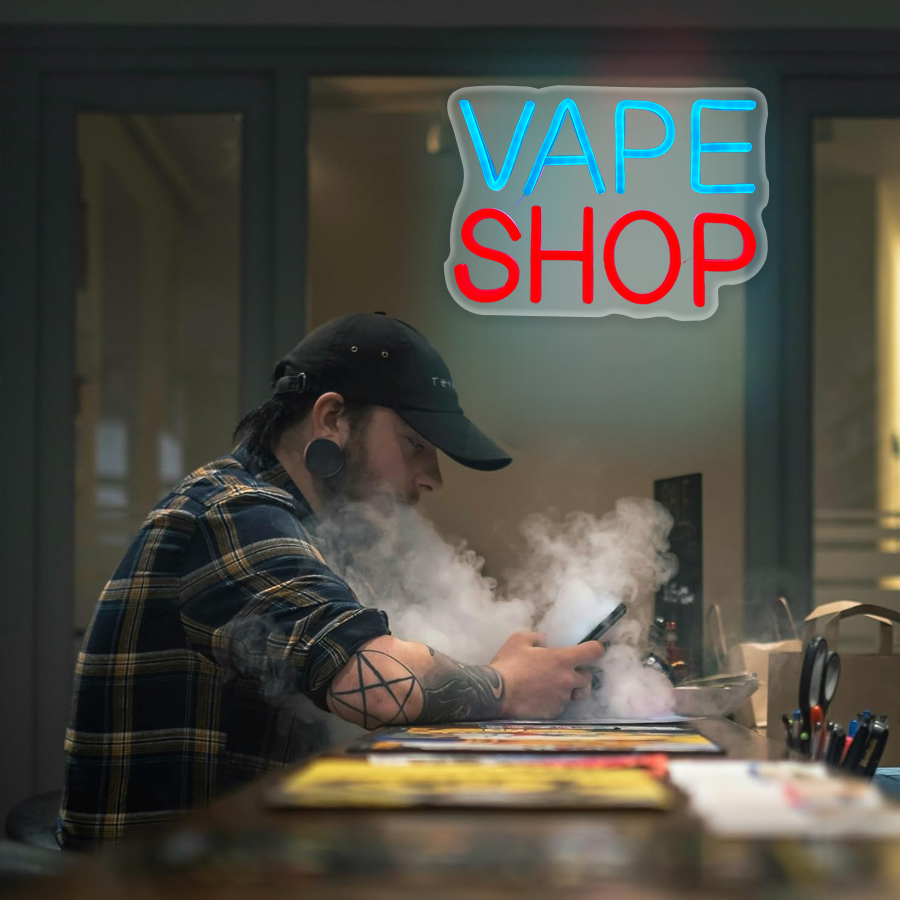 Neonowy szyld do sklepu z vape – Vaping Shop recenzja i cena